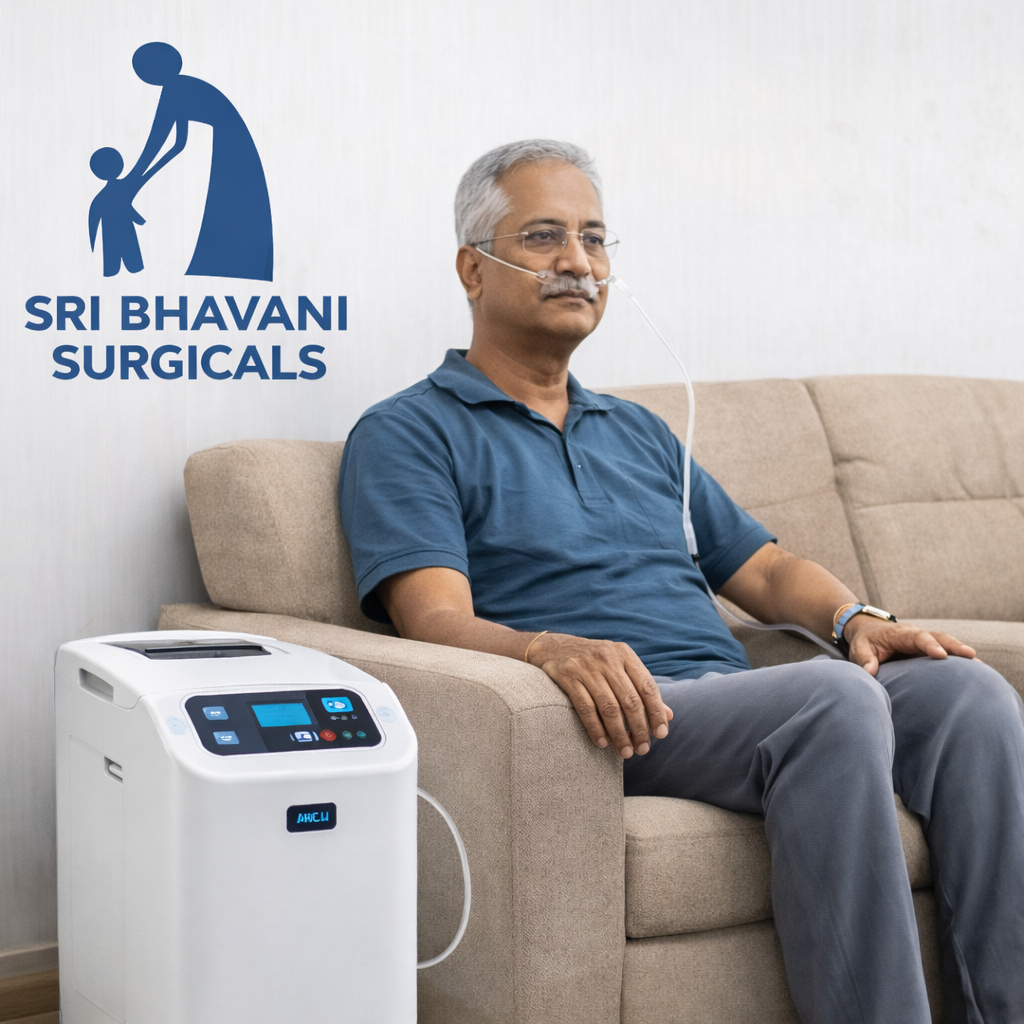 Medical oxygen accessories kit including mask and tubing available for rent in Chennai